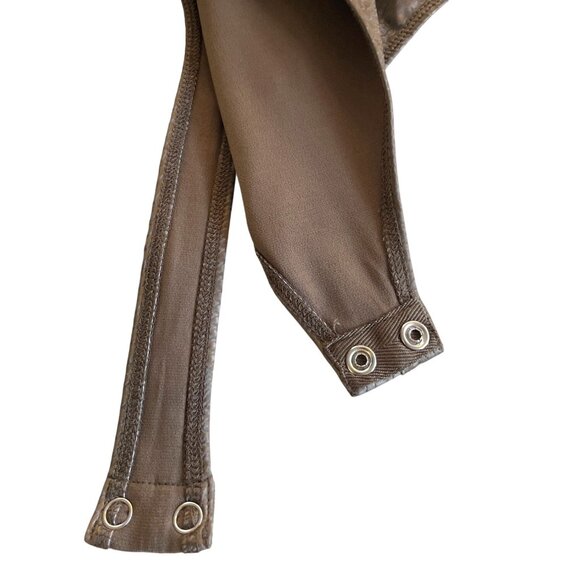 Good American Coated Bronze Snakeskin Print Sleeveless Bodysuit Women's Size 2 - Picture 6 of 9